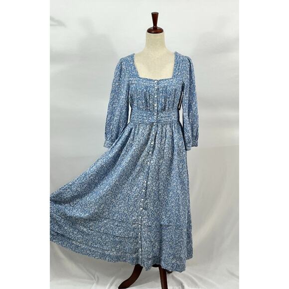 DOEN Sz S Small Blue Garden Bloom Floral Minta Dress Organic Cotton Viscose NWT - Picture 3 of 11